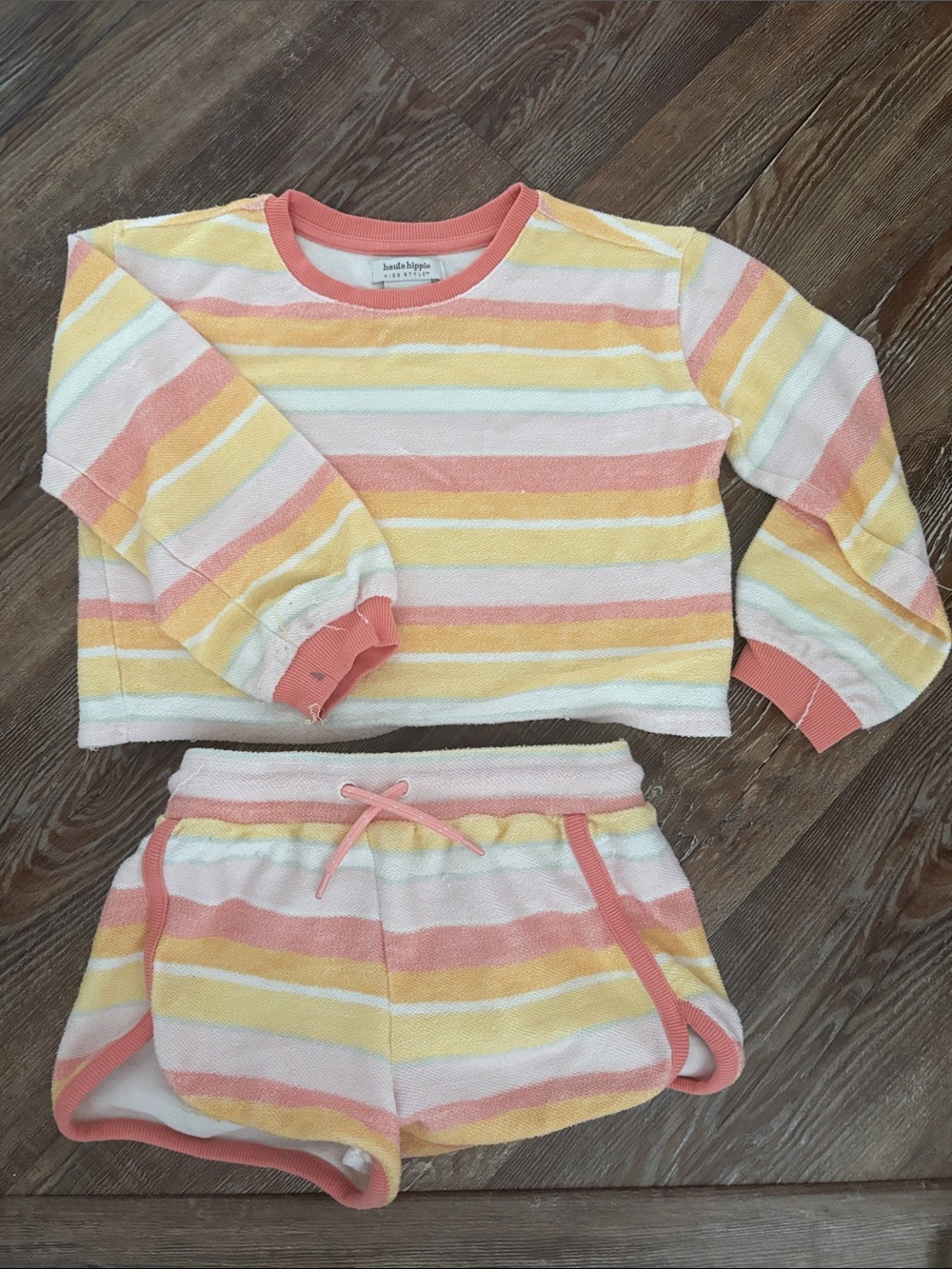 Haute Hippie Girls' Coral & Yellow Stripe Set